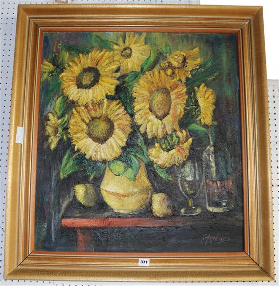 Oil still life sunflowers